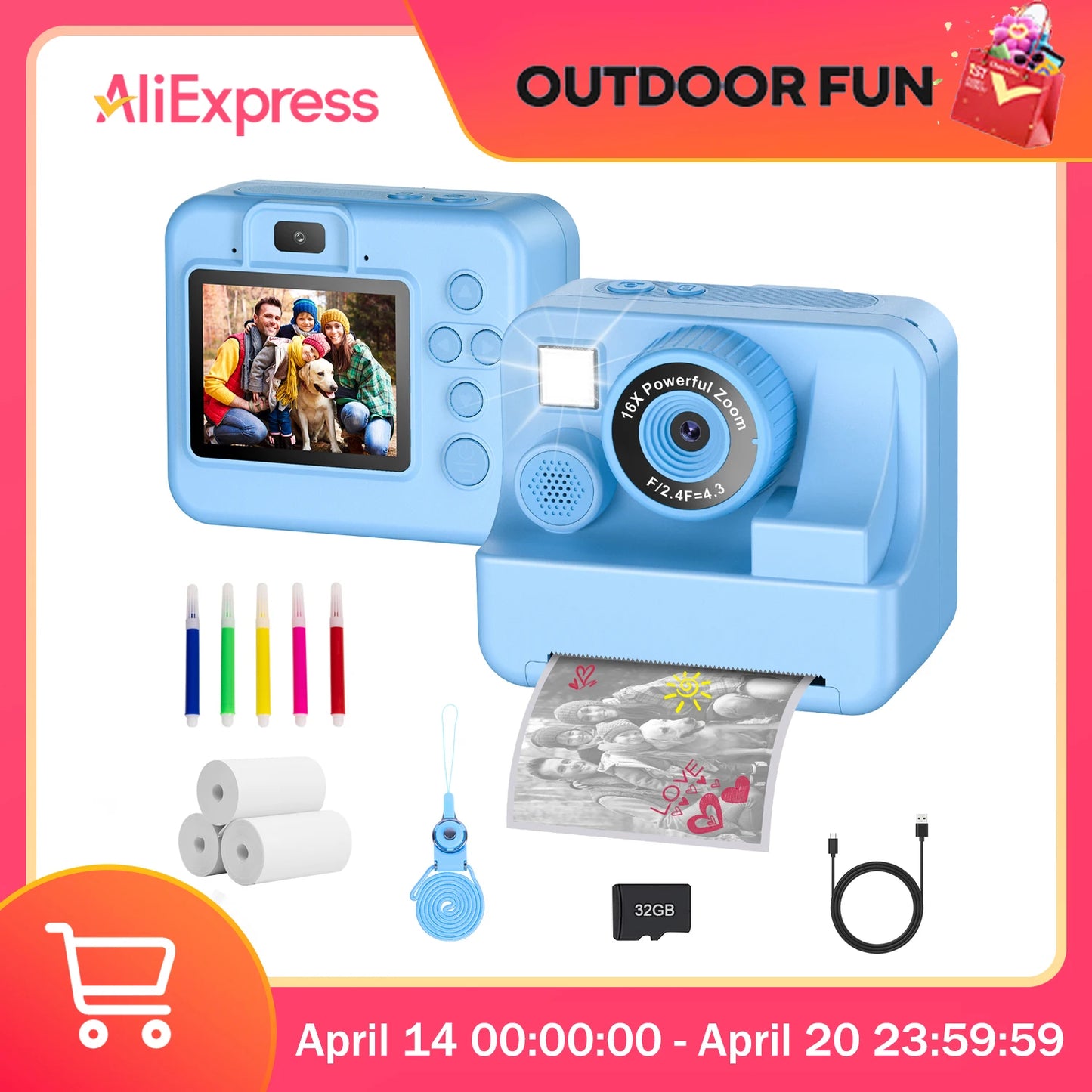 Nueva cámara para niños abeja, cámara instantánea 1080P HD con doble lente para selfies, cámara digital de impresión para niñas, niños, regalos de cumpleaños de Navidad, juguetes