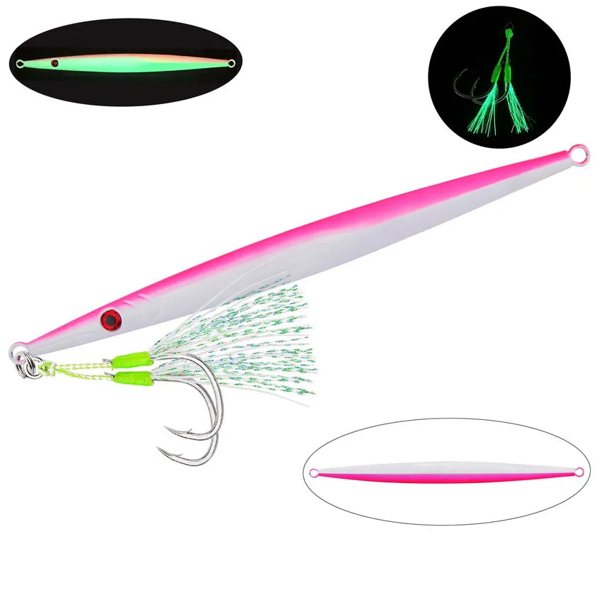 1PC Leurre de pêche à la jigging en métal, appât dur à descente rapide, 60/80/100/200/250/300G, lancer en eau salée, rivage, pour thon, bar