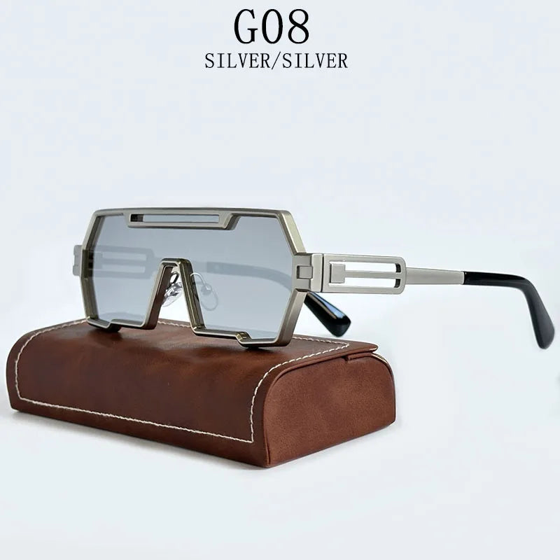 Men's Heavy Metal Steampunk Sunglasses Square Vintage Punk Retro Fashion Eyewear Gafas De Sol Hombre Lunette De Soleil Homme