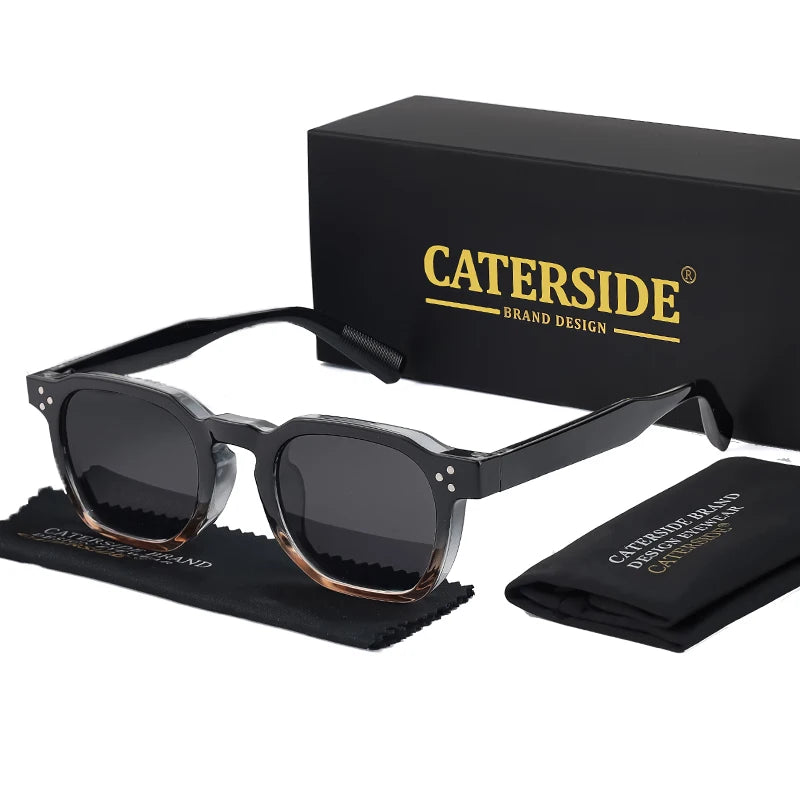 CATERSIDE Retro Square Sunglasses for Men, Punk Style, Trendy Brand, Women's Sunglasses, Travel, Party, UV400 Protection, Summer Style