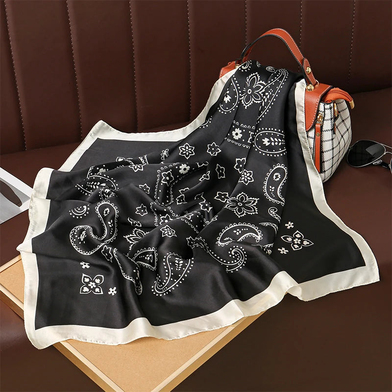 Foulard carré hijab pour femme imprimé populaire — étoles plage, châle, bandeau cheveux