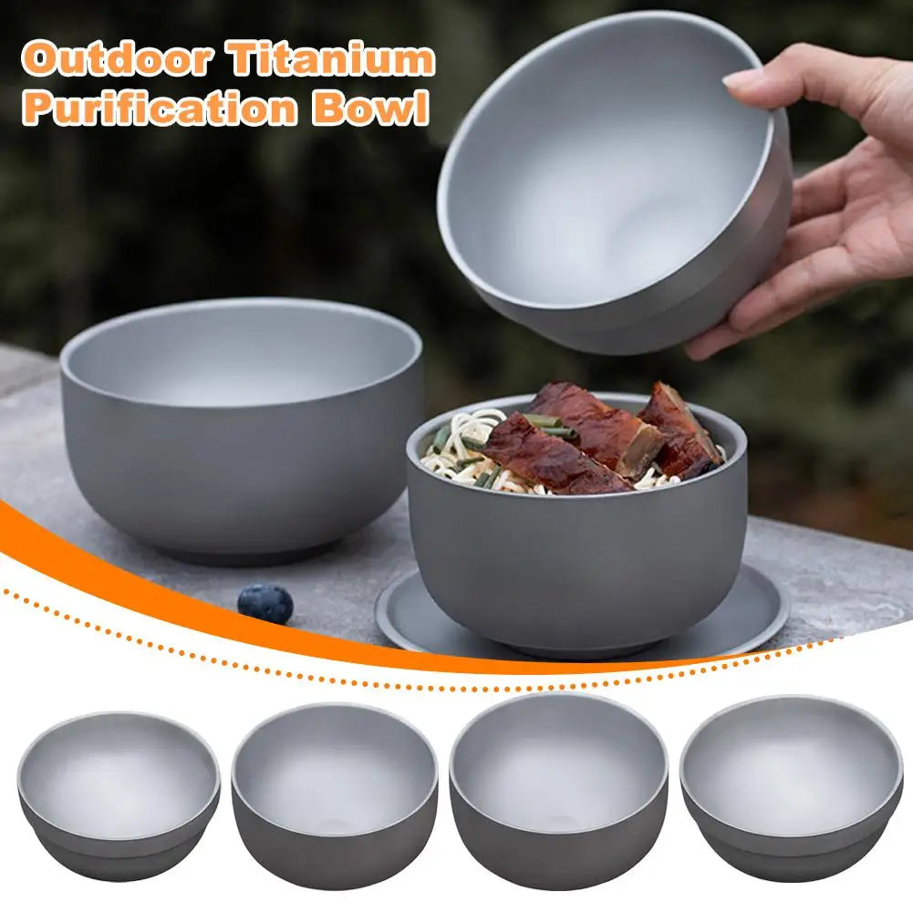 Bol Portable en titane à Double paroi, ultraléger, vaisselle de Purification écologique pour Camping en plein air barbecue pique-nique arrière