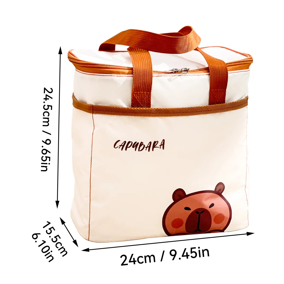 Sac à déjeuner isolé Capybara mignon pour étudiant enfant, sac thermique Portable de grande capacité étanche pour aliments, sac isotherme réutilisable pour pique-nique