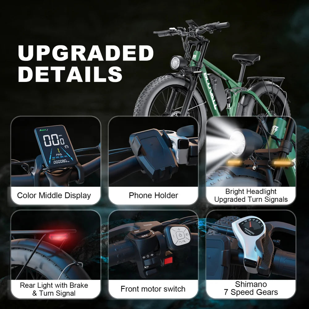 Vélo Électrique Tout-Terrain 2000W 52V 22,4Ah — Pneus Larges Étanche Neige Plage
