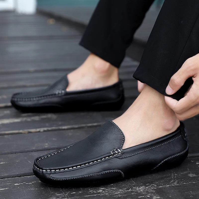 Mocassins Respirants en Cuir Véritable Homme — Confort Été