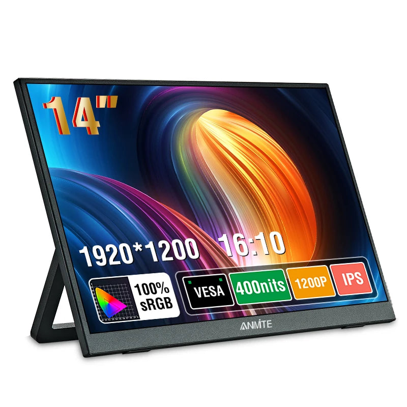 Monitor táctil portátil de 14 pulgadas, no táctil opcional, para juegos 16:10 400cd/m2, pantalla extensible para XBox PS4/5 Switch Loptop