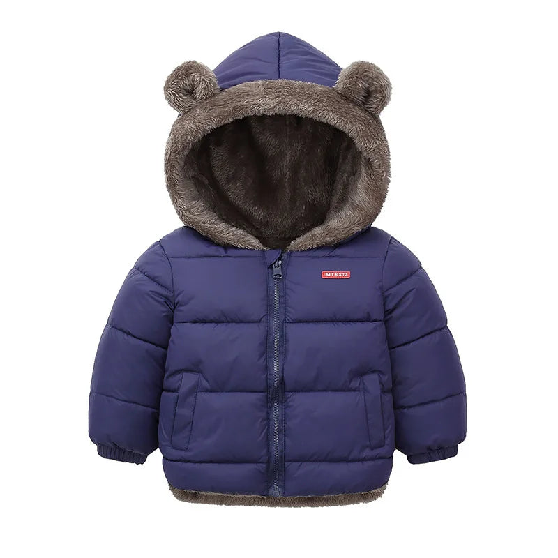 Baby Boys Girls Hooded Jacket Cotton Outerwear Thick Fleece Coat for Kids Winter Cashmere Padded Jackets Boys Girls Warm Coats
