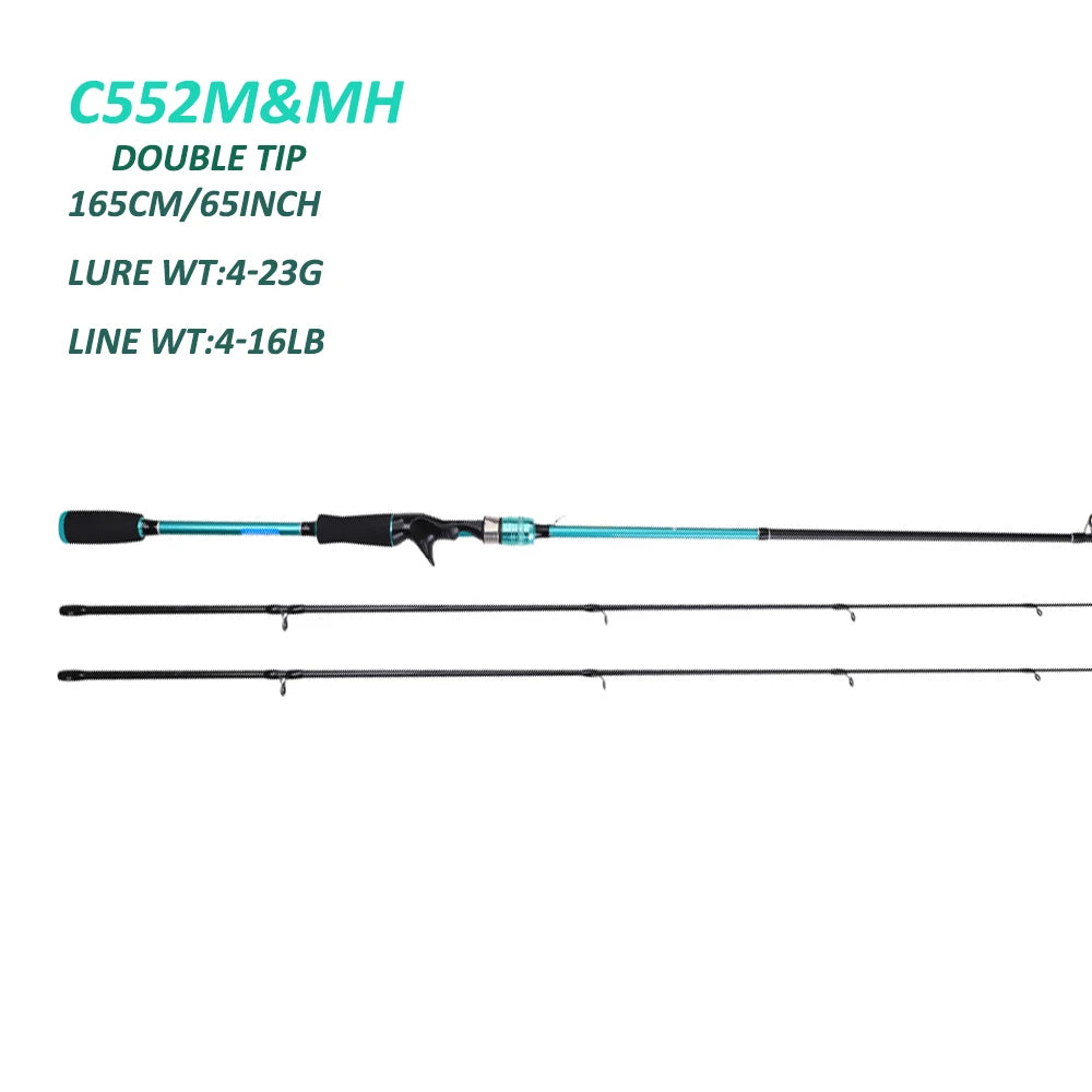 1.65m 1.8m 2.1m 2.4m haute teneur en carbone moulé moyen lourd M MH DOUBLE pointe basse coup mer eau douce tige de pêche