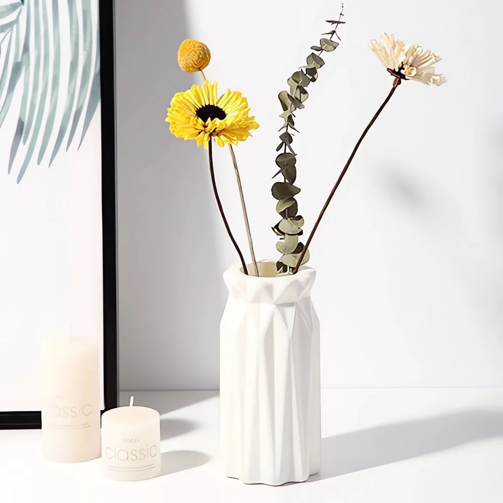 Vase nordique en plastique – Petit pot de fleurs décoratif pour salon, style moderne