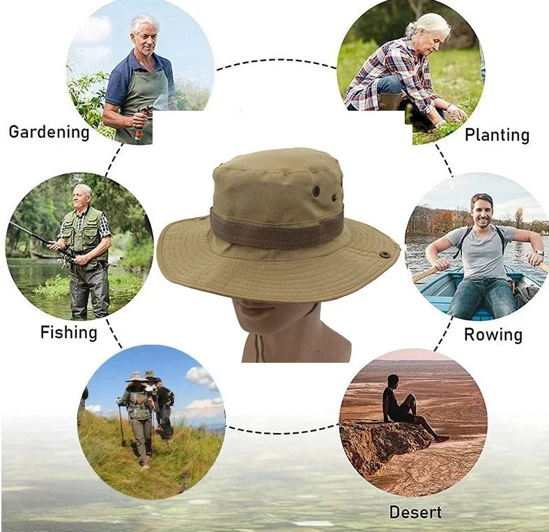 Chapeau de soleil pour hommes et femmes, casquette de Camouflage, pour Sports de plein air, seau, pêche, randonnée, chasse, 60CM