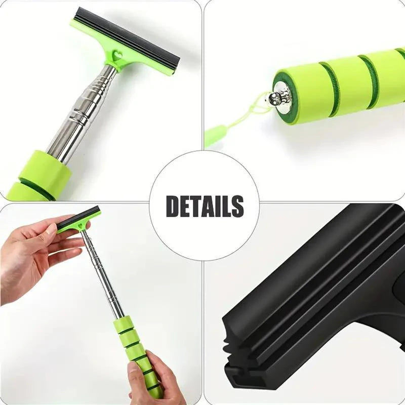 Limpiaparabrisas para espejo retrovisor de coche, mango telescópico, limpiaparabrisas para espejo retrovisor de coche, herramientas de limpieza duraderas de acero inoxidable para ventanas de automóviles, cepillo de limpieza