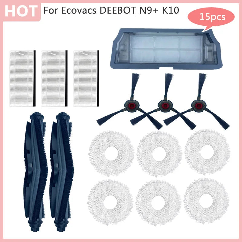 Main Brush Cover for Ecovacs DEEBOT N9 + K10 Yeedi Robot Vacuum Cleaner, Dust Box, Hepa Filter, Mop Cloth Module, Home Accessories