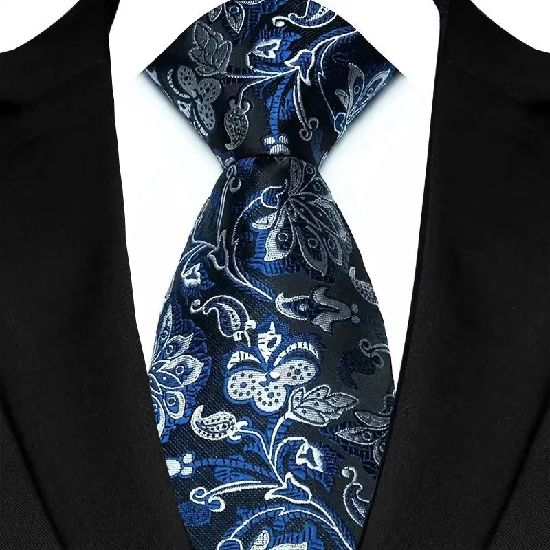 Corbata clásica de cachemira a rayas para hombre, 8 cm, Jacquard, de lujo, color azul real, accesorios, uso diario, regalo para fiesta de boda
