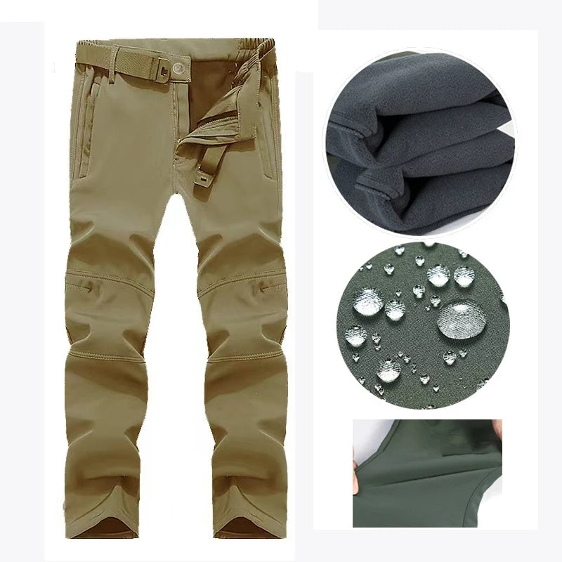 Chaqueta polar SoftShell para hombre, cortavientos con capucha para pesca, senderismo, camping, escalada, esquí, pantalones cálidos para otoño e invierno