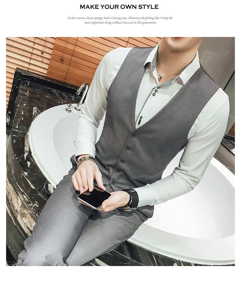 Gilet d'affaires formel pour homme slim — grande taille, décontracté, M-6XL