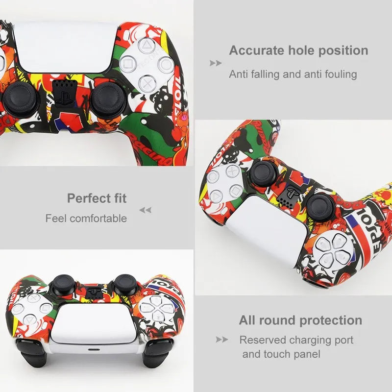 Funda protectora de silicona para controlador de PS5, accesorios de controlador de PS5, estuche de goma para controlador de PS5 Slim, JoysUniverse, tapas de agarre para pulgar