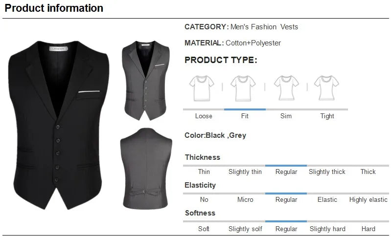 Robe gilets pour hommes coupe ajustée hommes costume Gilet Homme Gilet Homme décontracté sans manches formelle affaires veste grande taille M-6XL