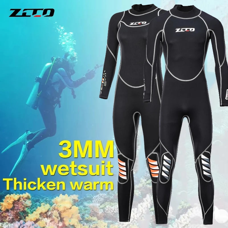 Combinaison de plongée en néoprène pour hommes, 3MM, manches longues, plongée en apnée, une pièce, Surf, pêche, maillots de bain thermiques