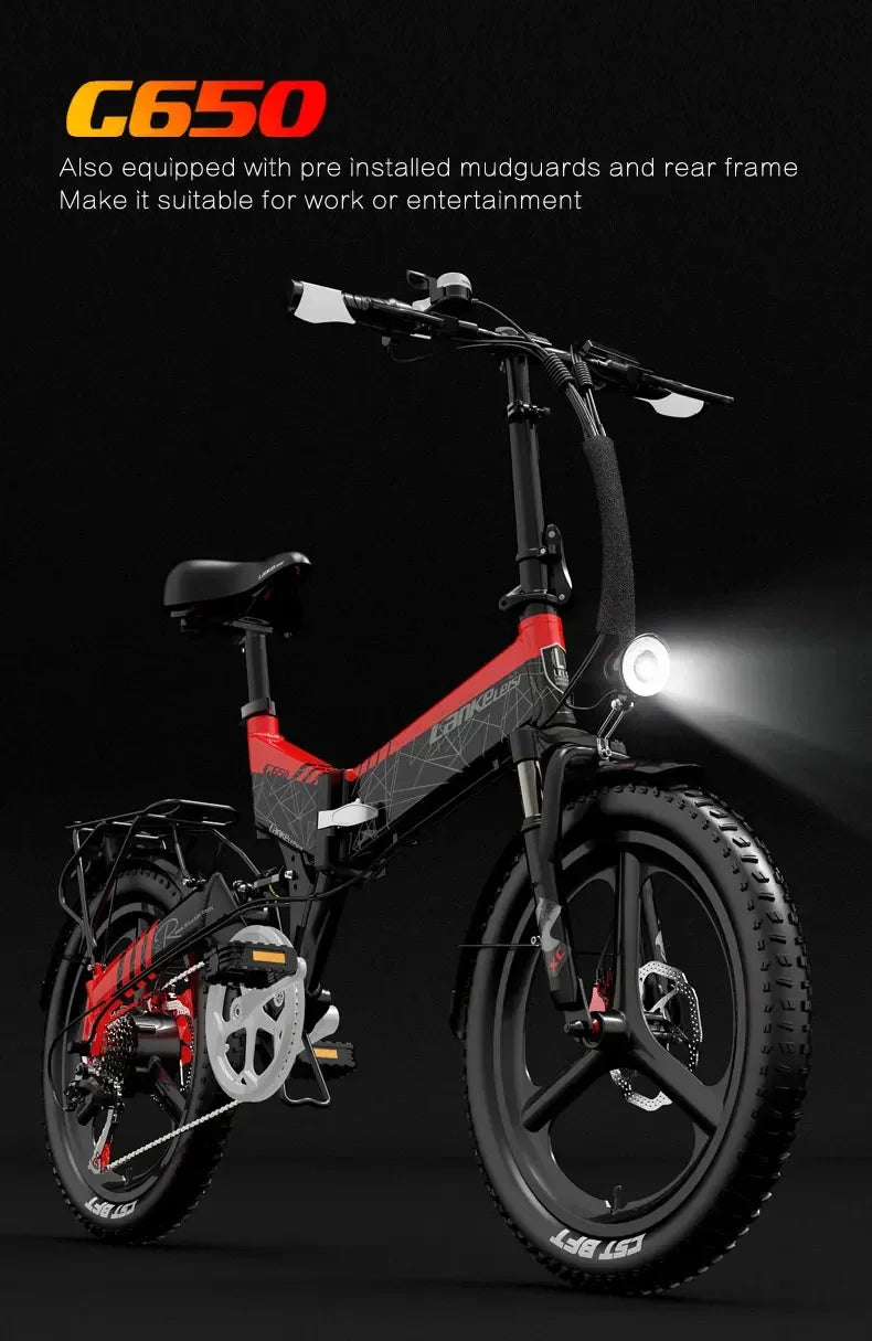 Vélo électrique pliant 20 Pouces — 500W, 48V, 12,8 Ah, batterie lithium, ville, adulte