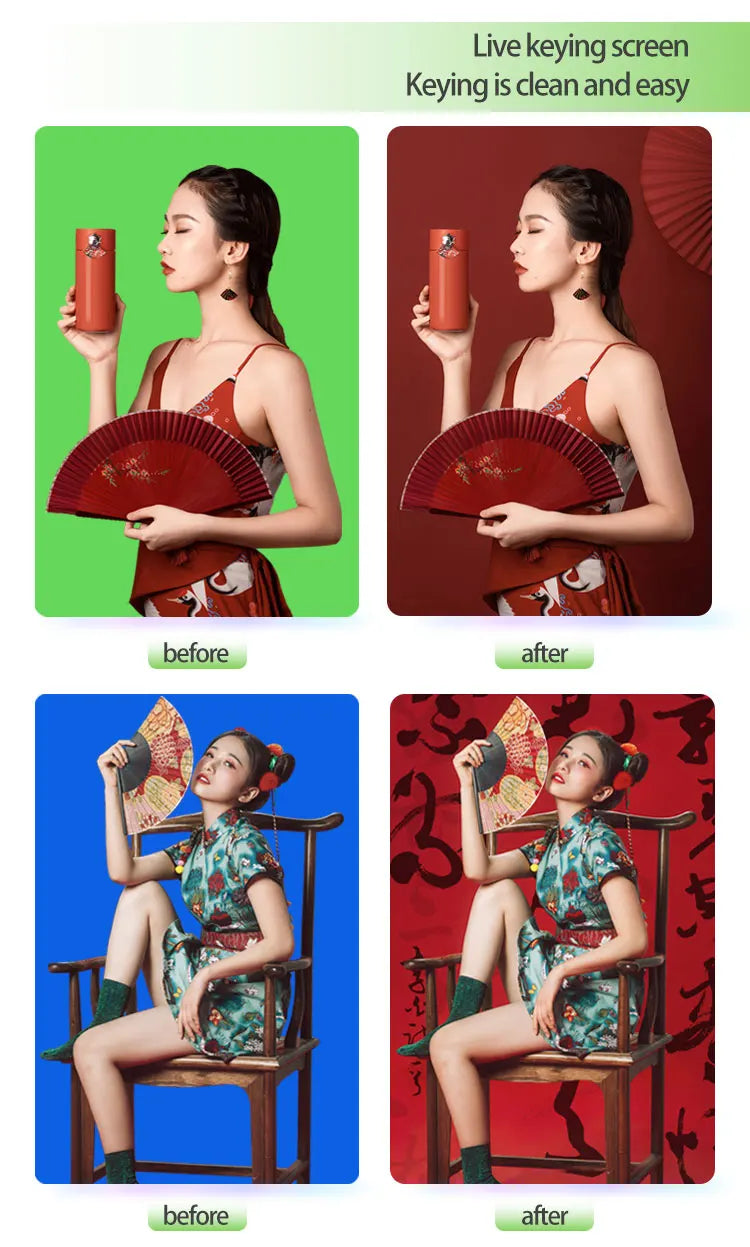 Fond de Photographie Mousseline Chromakey — Écran Vert, Blanc, Noir ou Gris Studio