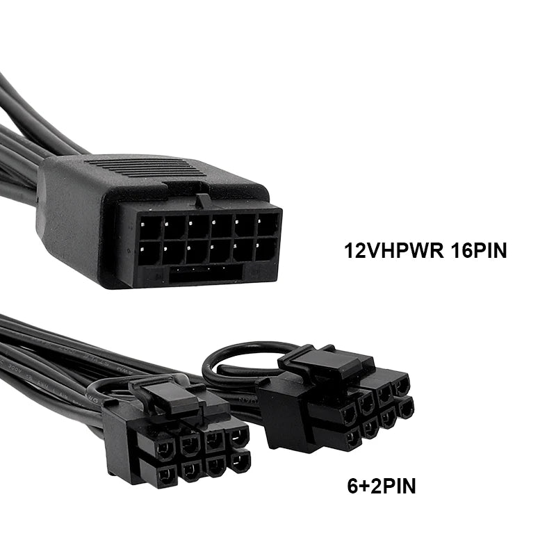 RGEEK – câble de carte graphique 12VHPWR, 15cm, Double 8 broches à 16 broches (12 + 4 broches), Extension GPU, câble adaptateur de répartiteur de puissance pour PC de bureau