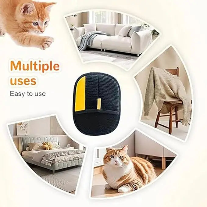 Gants d'épilation pour animaux de compagnie électrostatiques pour chats et chiens, gant de toilettage réutilisable et lavable avec brosse à rouleau anti-peluches 2 en 1, sans danger pour les chiens