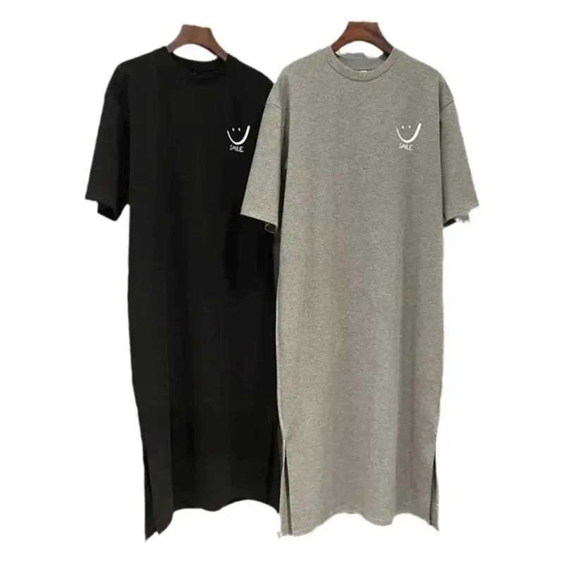 Vestido tipo camiseta de manga corta para mujer, suelto, de largo medio, por encima de la rodilla, nueva colección de verano