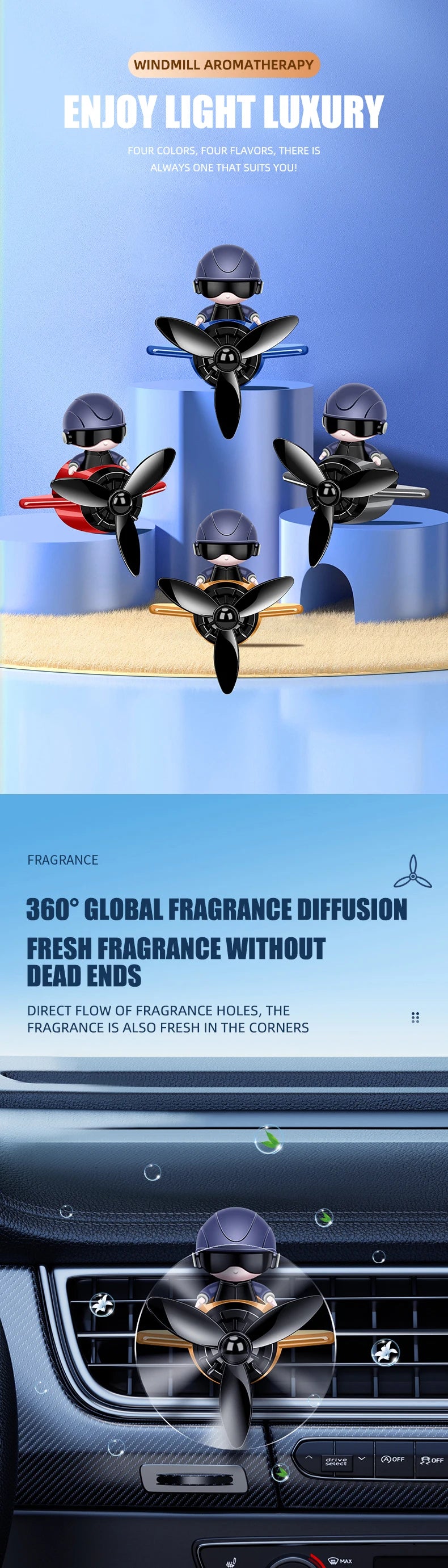 Désodorisant de voiture, aromathérapie, accessoires automobiles, diffuseur de parfum intérieur, Force aérienne créative, petit avion, Design de dessin animé