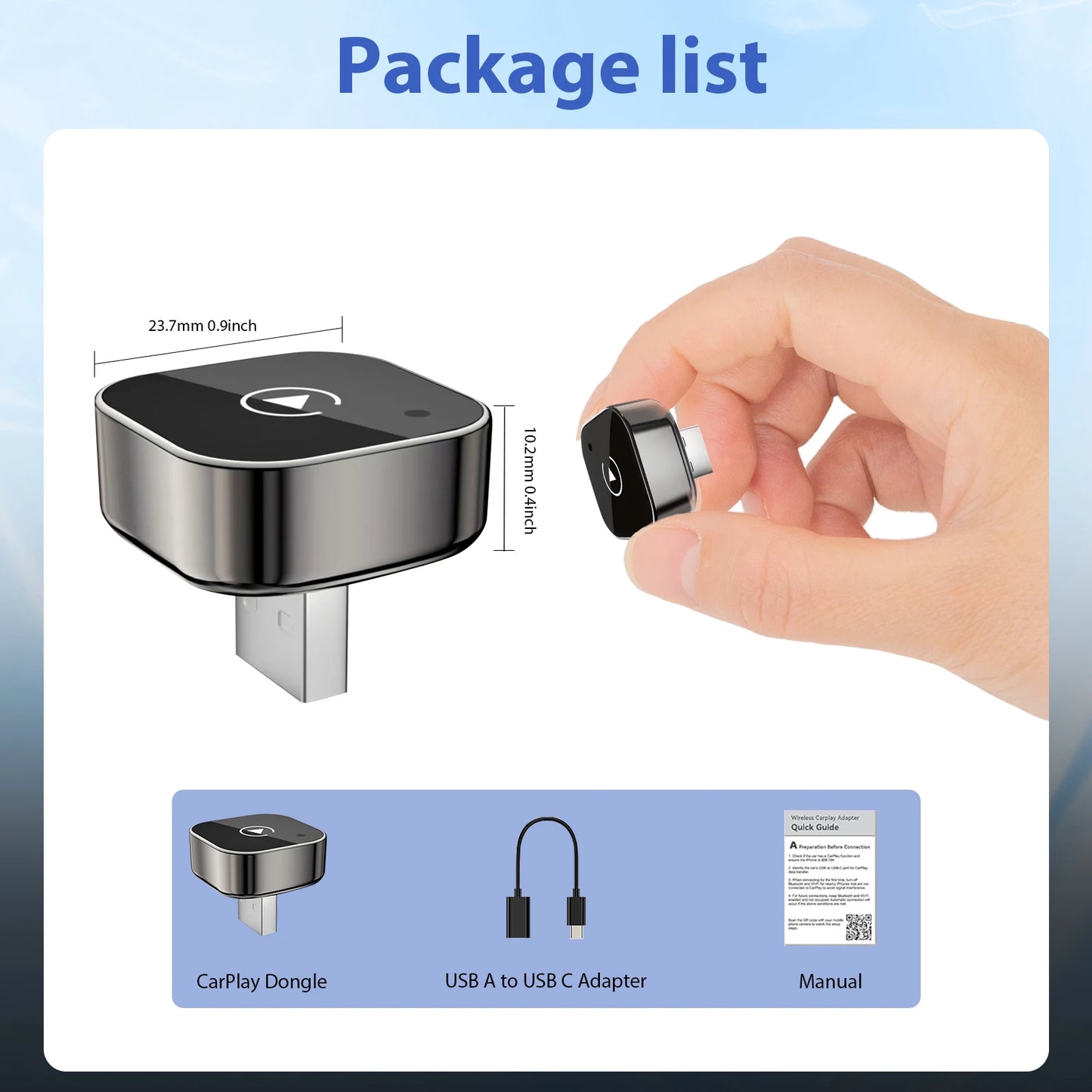 2026 Adaptador Inalámbrico CarPlay / Android Auto 2 en 1 Pionray - Conexión WiFi 5G Rápida - Plug and Play USB C
