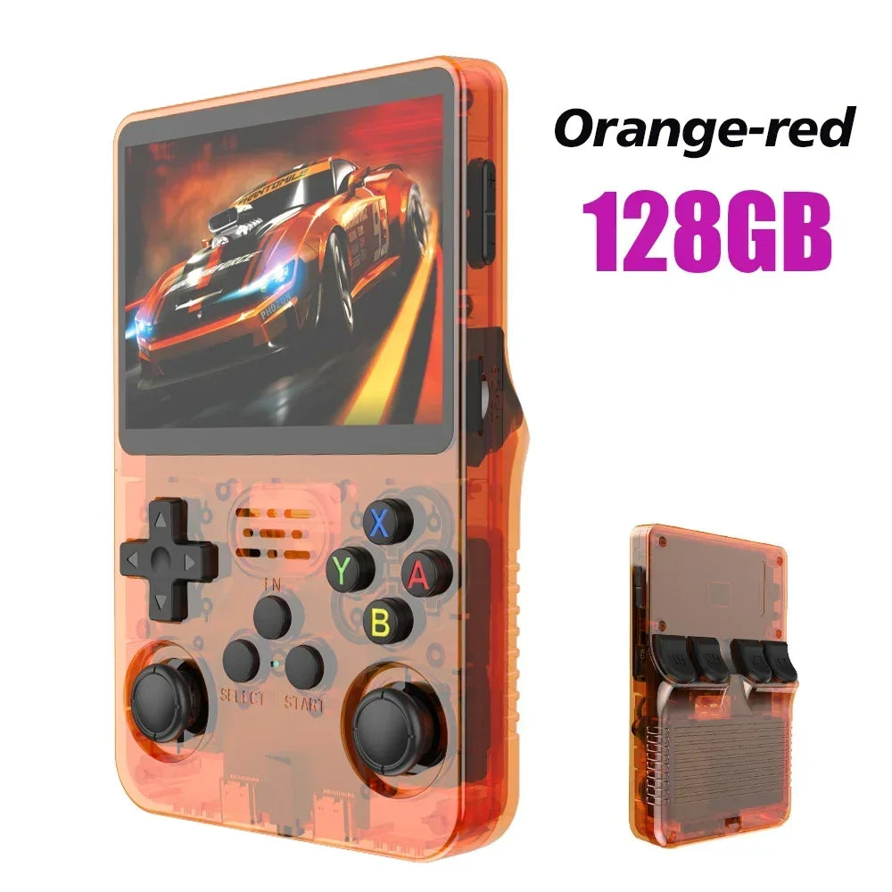 Consola de videojuegos portátil retro R36S 64GB/128GB, sistema Linux, pantalla IPS de 3.5 pulgadas, R35s Pro, reproductor de vídeo de bolsillo portátil
