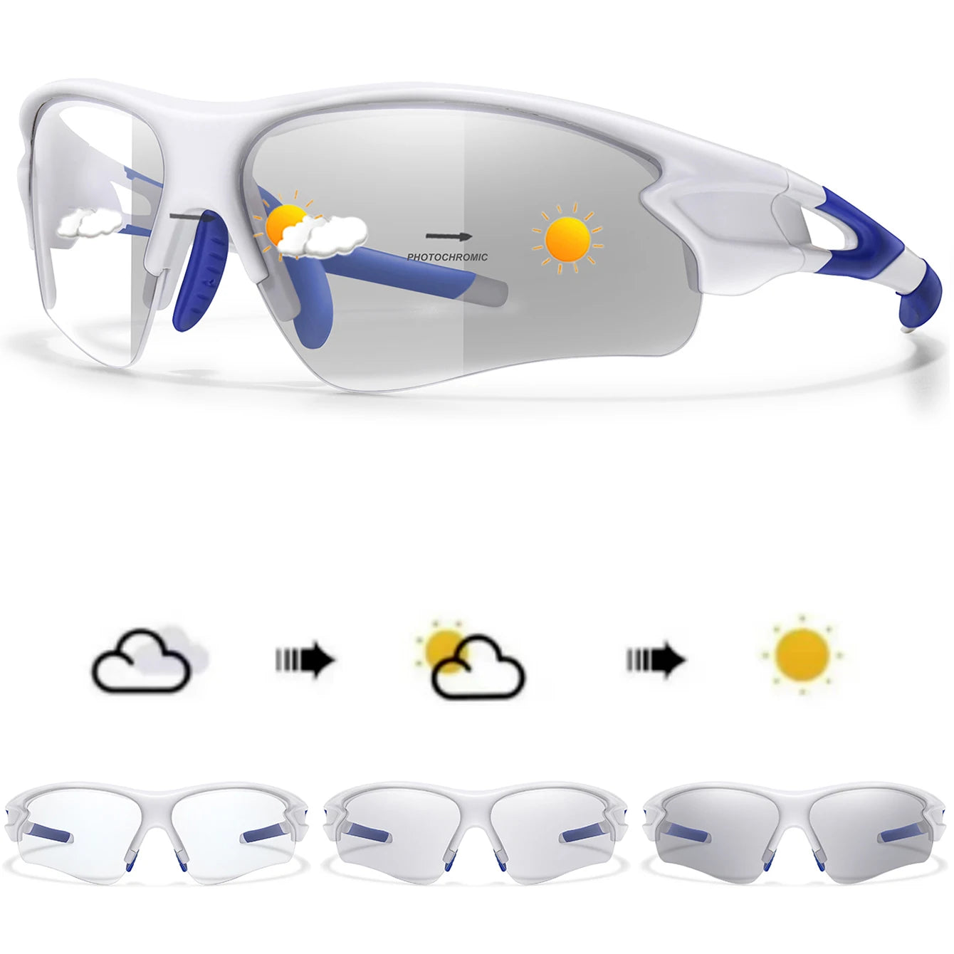 Lunettes de soleil photochromiques pour hommes et femmes, lunettes de sport de plein air, pêche, cyclisme, course à pied, conduite, marque de mode