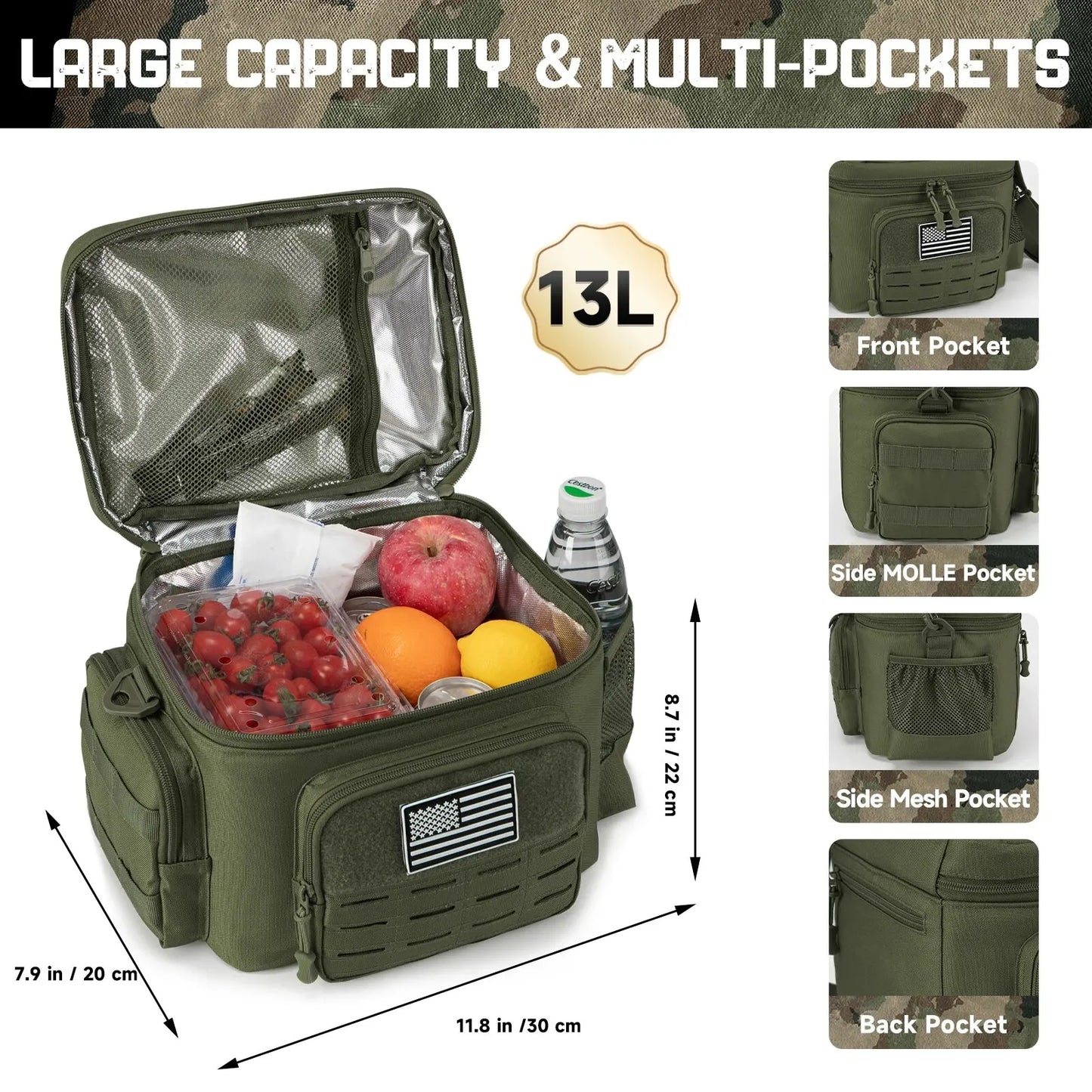 DulLunch Box - Bolsa térmica impermeable para hombre, nevera portátil, duradera, exterior, camping, picnic, trabajo, rapDuty