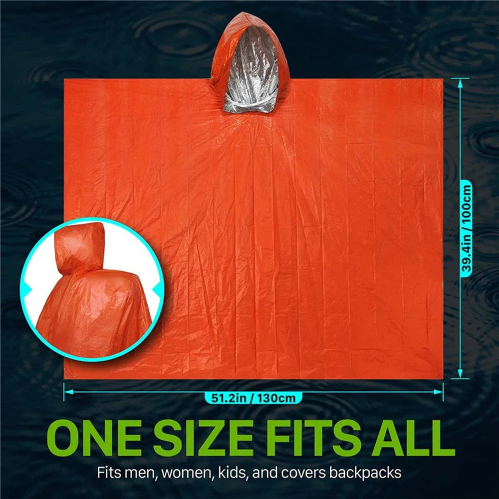LIFE poncho de survie d'urgence Poncho de pluie couverture spatiale de survie thermique imperméable réfléchissant thermique imperméable pour le camping randonnée
