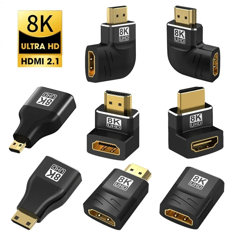 Adaptador HDMI 2.1, 8K, de 90 a 270 grados macho a hembra, 8k60Hz 4k120Hz, 48Gbps, compatible con PS5/4, HDTV, Roku, TV Stick, PC