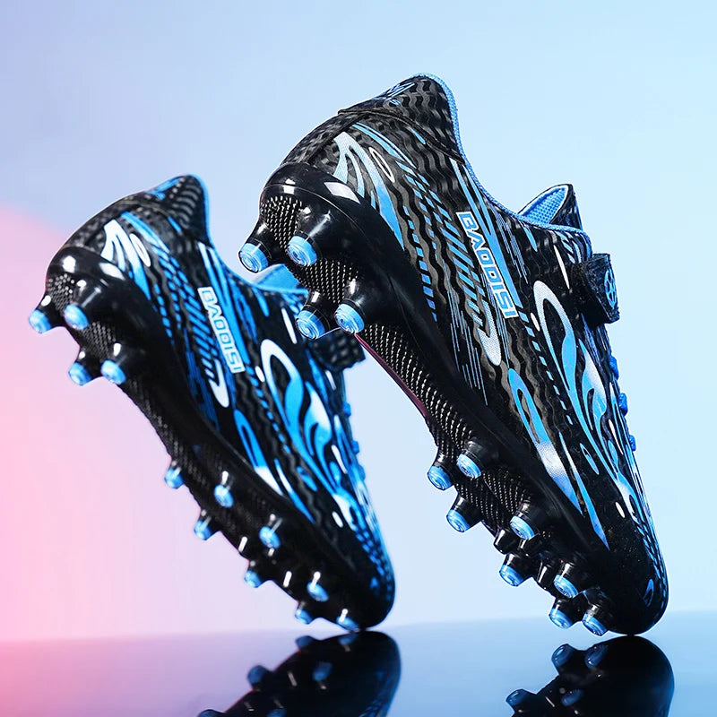 Chaussures de Football TF Enfant & Garçon Cuir Verni Basses — Gazon Synthétique & Futsal, Toutes Saisons