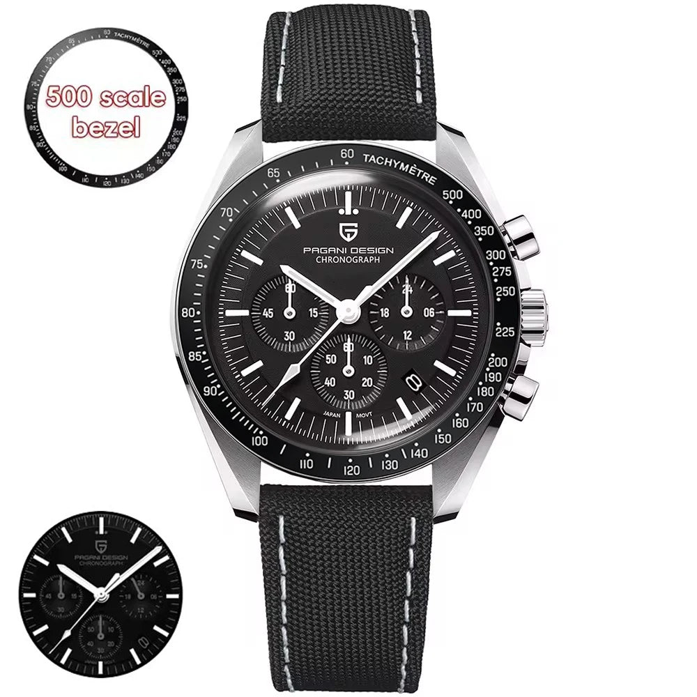 PAGANI DESIGN 2025 New Moon Watches for Men Luxury Quartz Watch Men Chronograph VK63 Men's Gifts AR Sapphire Mirror Luminous Clock