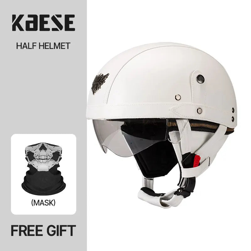 Motorcycle Half-Face Vintage Helmets Men Women Unisex Scooter Summer Helmet Black Brown DOT Approved Helmet