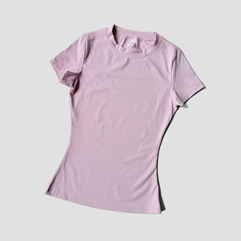 Top de yoga sin costuras para mujer, camiseta deportiva, ropa de fitness, camiseta de yoga de manga corta, top de gimnasio, ropa activa de running