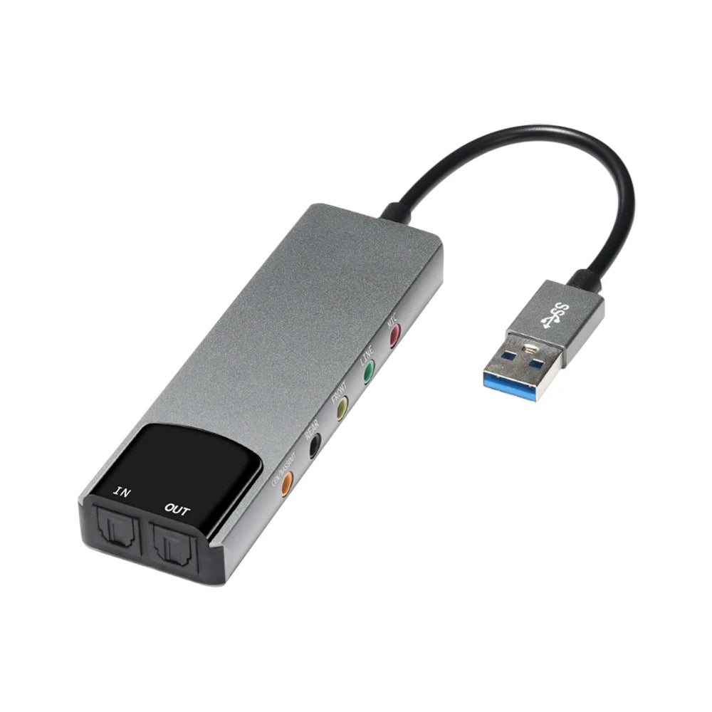 Carte Son USB Optique 6 en 1 Aluminium — Adaptateur Audio Multifonction Laptop