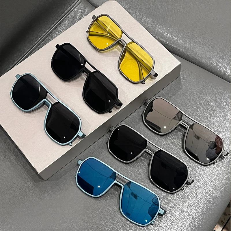 Lunettes de soleil à jante irrégulière homme 2025 — vintage, double pont, miroir, mode, femmes