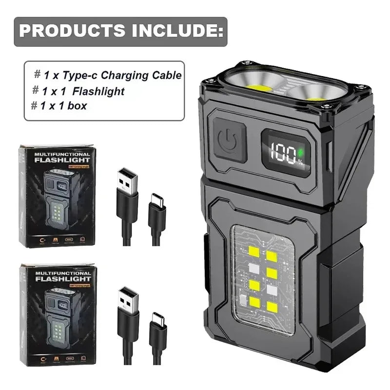 Lampe de travail tactique portable, outil EDC, mini lampe torche LED, outil de camping et de randonnée en plein air, lampe torche molle, rechargeable par USB