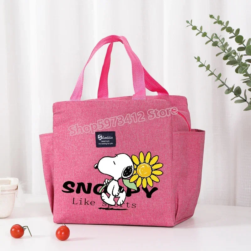 Bolsa isotérmica portátil para el almuerzo y bebidas de Snoopy, bolsa isotérmica para alimentos, caja térmica, bolsa de picnic, bolsas de transporte, bonito regalo para niños
