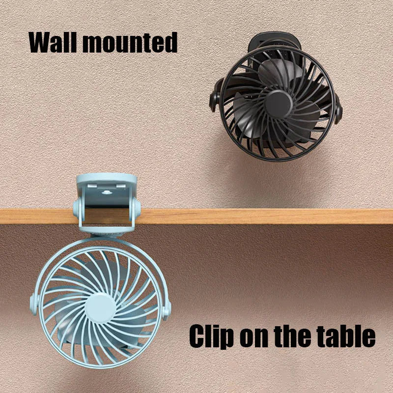 Ventilateur électrique portable rechargeable 720 °   Ventilateur à Clip suspendu rotatif, veilleuse, refroidisseur d'air, Camping en plein Air, petits ventilateurs