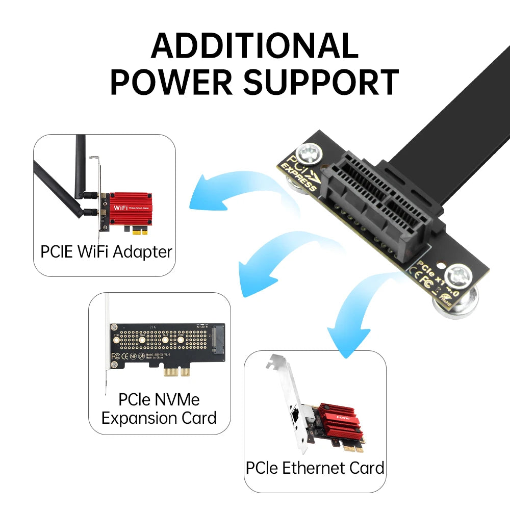 Câble PCIe 4.0 Riser 10cm, carte d'extension Flexible x1 à x1 pour montage GPU Vertical, Mini ITX PC Build Compatible avec PCIe 3.0/2.0