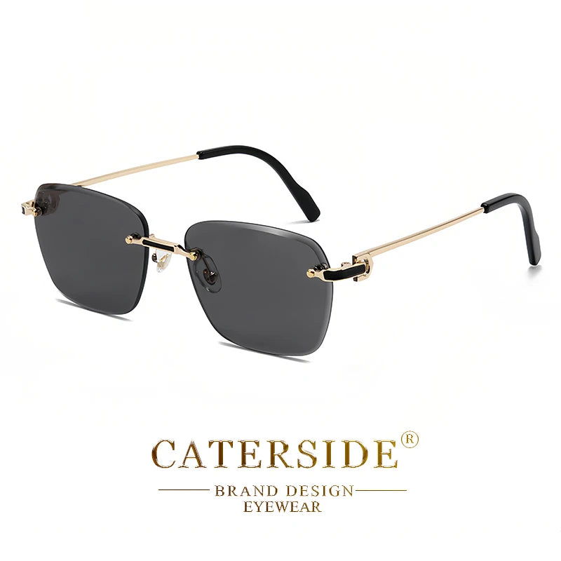 CATERSIDE New Rimless Pilot Sunglasses Men Gradient Sunglasses Women Retro Business Shopping UV400 Sun Glasses For Men