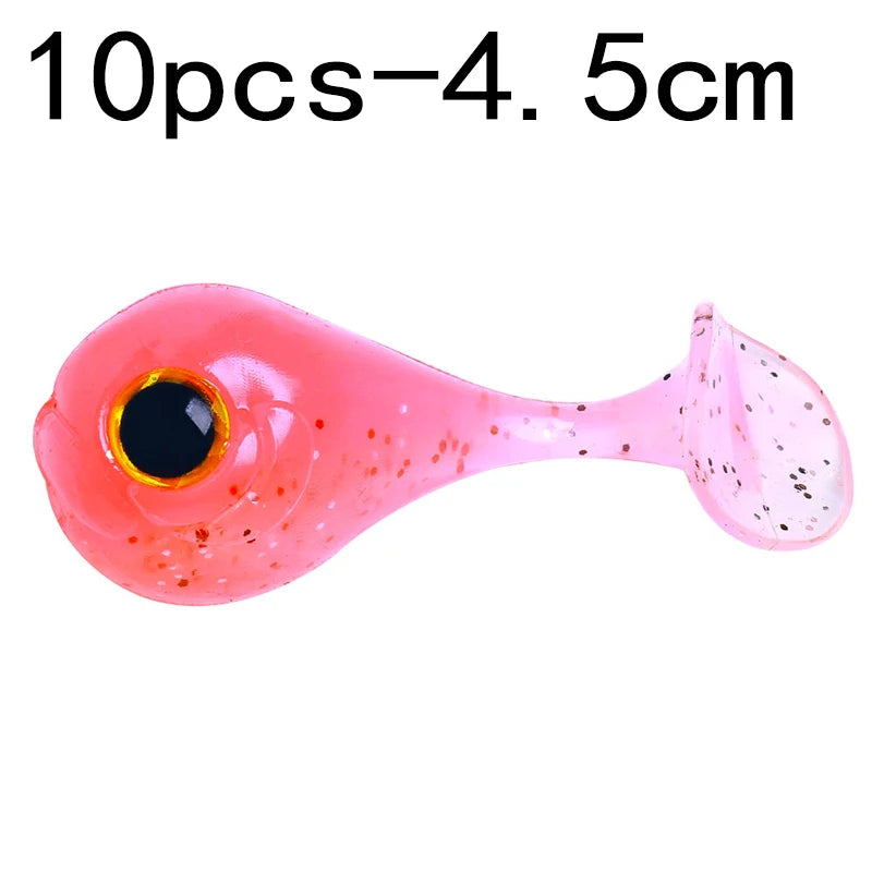 Hengjia 10-50pcs/lot 4.5CM Small Soft Silicone T-Tail Worm Swimbait Lure Fishing Tackle for Carp Black-bass Pike