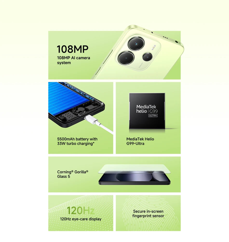Version Globale Redmi Note 14 4G Smartphone MediaTek Helio G99-Ultra NFC Appareil Photo 108MP Écran AMOLED 6,67'' Batterie 5500mAh