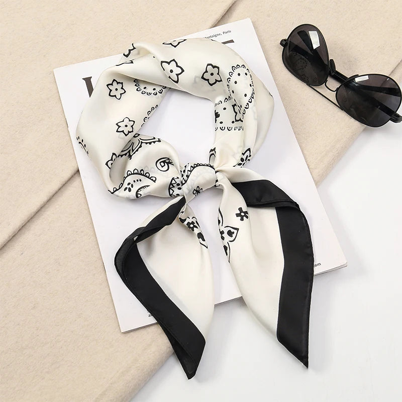 Foulard carré hijab pour femme imprimé populaire — étoles plage, châle, bandeau cheveux