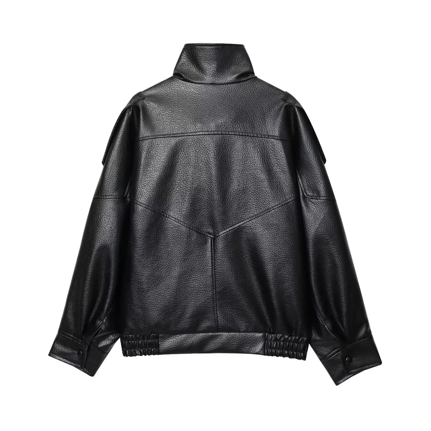 TFMLN – Chaquetas de piel sintética negra elegantes para mujer, abrigos elásticos extragrandes de manga larga con botones, moda otoño invierno 2025