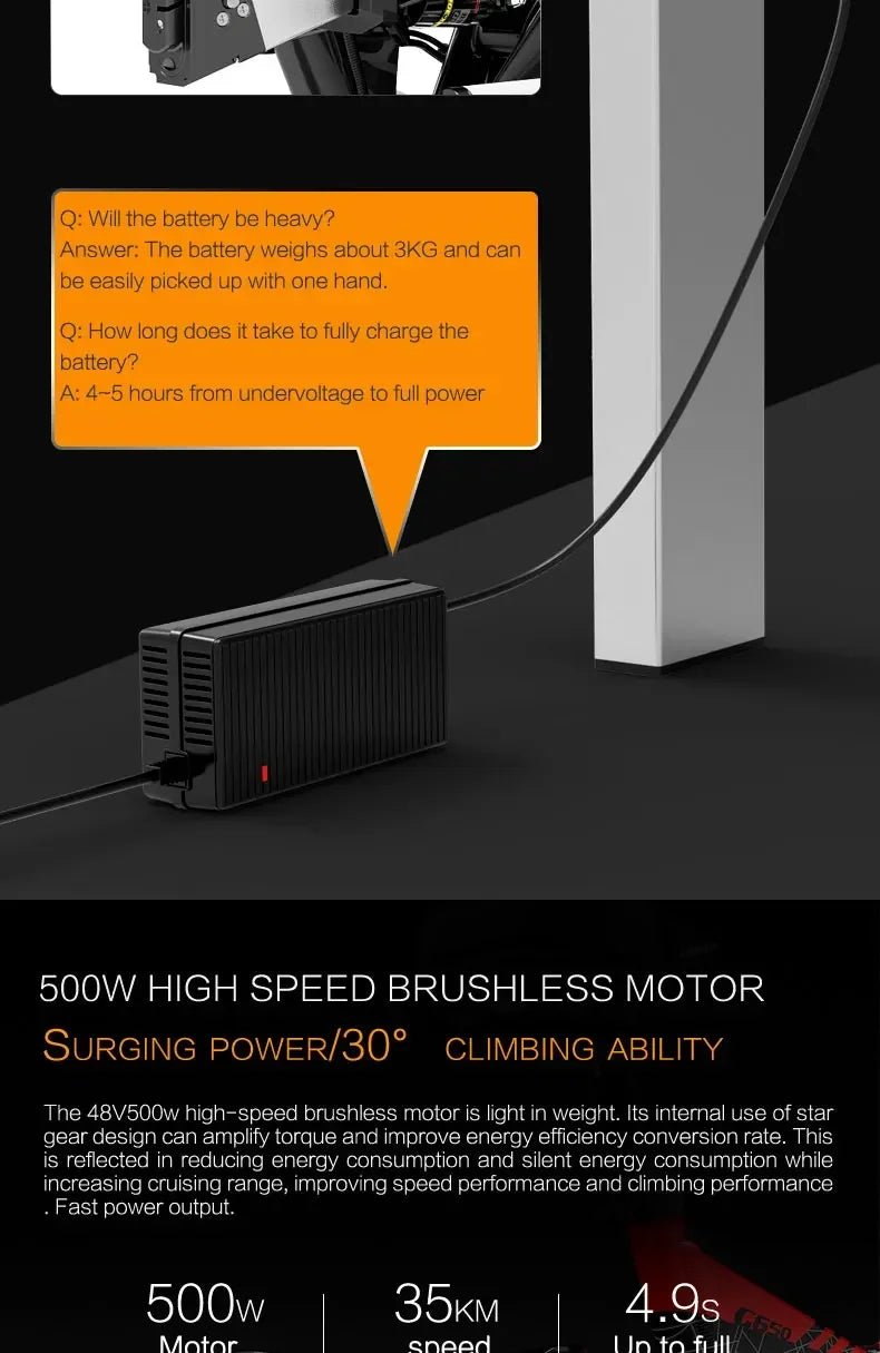 Vélo électrique pliant 20 Pouces — 500W, 48V, 12,8 Ah, batterie lithium, ville, adulte